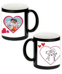 Buy Custom Printed Both Side | Hearts – Roses Design Black Magic Mug | Ceramic Coffee Mug For Gift