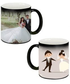Buy Custom Printed Both Side | Married Couple Design Black Magic Mug | Ceramic Coffee Mug For Gift