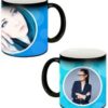 Blue Circles Design Black Magic Mug