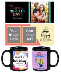 Buy Birthday Design Custom Black | Dual Tone Printed Both Side | Ceramic Coffee Mug For Gift