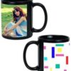 Colorful Lines Design Custom Black Ceramic Mug