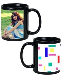 Colorful Lines Design Custom Black Ceramic Mug