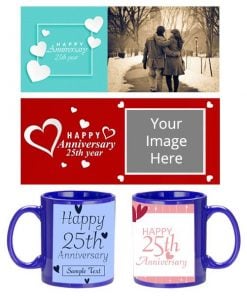 Anniversary Design Custom Blue Ceramic Mug