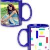 Colorful Lines Design Custom Blue Ceramic Mug