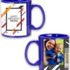 Birthday Abstract Design Custom Blue Ceramic Mug