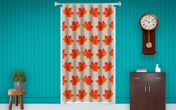 Buy Autumn Leaf  D Room Blacken Curtain | Customized Own Design Solid | Sunshine Decor Curtain For Bedroom Office