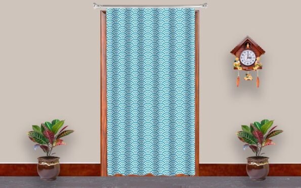 Buy Blue Half Circle D Room Blacken Print Curtain | Customized Own Design Solid | Sunshine Decor Curtain For Bedroom Office