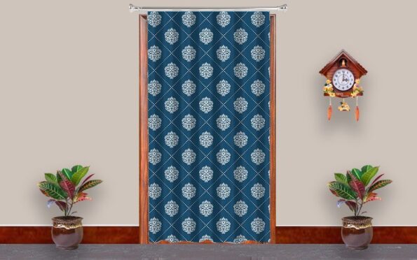 Buy Blue Seamless D Room Blacken Print Curtain | Customized Own Design Solid | Sunshine Decor Curtain For Bedroom Office