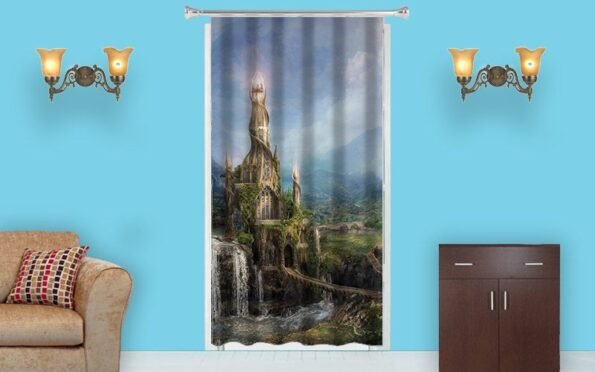Buy Castle D Room Blacken Photo Print Curtain | Customized Own Design Solid | Sunshine Decor Curtain For Bedroom Office