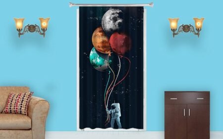 Astronaut D Room Blacken Print Curtain