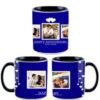 3 Pic Collage and Hearts Design Black Ceramic Mug