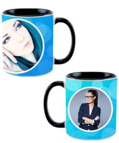 Own Blue Circles Design Black Ceramic Mug