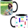 Colorful Lines Design Black Ceramic Mug