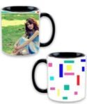 Buy Colorful Lines Design Black | Customized Dual Tone | Cute Printed Coffee Mug For Gift