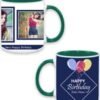 Dark Green Happy Birthday Photo Design Mug