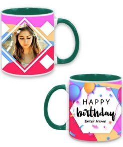 Green Happy Birthday Hexagon Design Mug