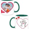 Green Hearts and Roses Design Mug