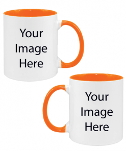 Buy Own Design Custom Orange | Dual Tone Printed Both Side | Ceramic Coffee Mug For Gift