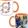 Birthday Abstract Design Custom Orange Ceramic Mug