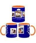 Buy Anniversary Design Custom Orange | Dual Tone Printed Both Side | Ceramic Coffee Mug For Gift