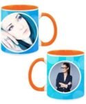 Buy Blue Circles Design Custom Orange | Dual Tone Printed Both Side | Ceramic Coffee Mug For Gift
