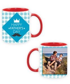 Buy Happy Father Day Design Custom Red | Dual Tone Printed Both Side | Ceramic Coffee Mug For Gift