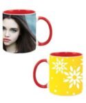 Yellow Flowers Design Custom Red Ceramic Mug