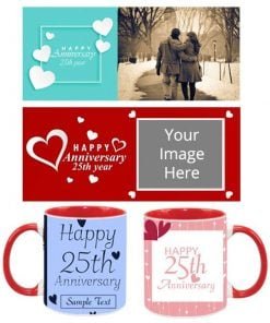 Buy Anniversary Design Custom Red | Dual Tone Printed Both Side | Ceramic Coffee Mug For Gift