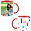 Colorful Lines Design Custom Red Ceramic Mug