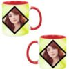 Dual Image Design Custom Red Ceramic Mug