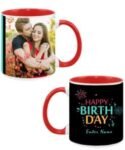 Buy Firecrackers and Birthday Design Custom Red | Dual Tone Printed Both Side | Ceramic Coffee Mug For Gift