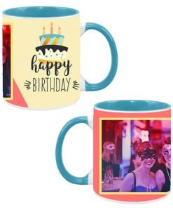 Birthday Cake Design Custom Sky Blue Ceramic Mug