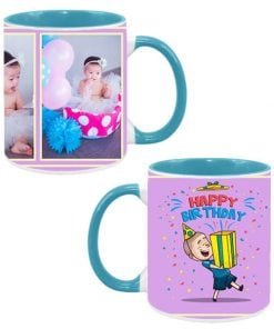 Birthday Gift Box Design Custom Sky Blue Ceramic Mug