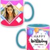 Birthday Hexagon Design Custom Sky Blue Ceramic Mug