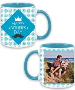 Buy Happy Father Day Design Custom Sky Blue | Dual Tone Printed Both Side | Ceramic Coffee Mug For Gift