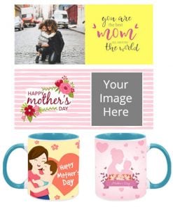 Buy Mother Day Design Custom Sky Blue | Dual Tone Printed Both Side | Ceramic Coffee Mug For Gift