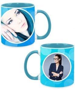 Buy Blue Circles Design Custom Sky Blue | Dual Tone Printed Both Side | Ceramic Coffee Mug For Gift
