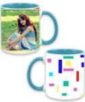 Colorful Lines Design Custom Sky Blue Ceramic Mug