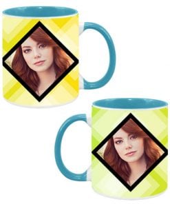 Dual Image Design Custom Sky Blue Ceramic Mug