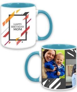 Buy Happy Birthday Abstract Design Custom Sky Blue | Dual Tone Printed Both Side | Ceramic Coffee Mug For Gift