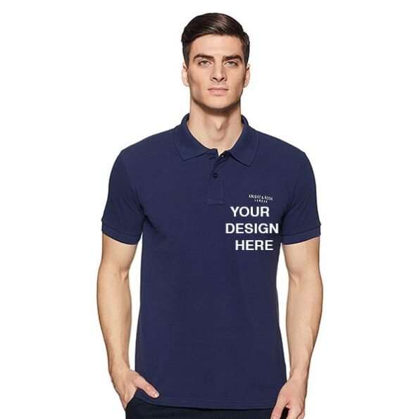 Buy Blue Personalized | Logo Printed Plain Polo T-Shirt | Men’s Collar Neck Cotton Shirt