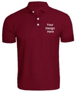 Buy Maroon Customized Polo T-Shirts | Men’s Collar Neck Half Sleeve | Logo Printed Cotton Shirt