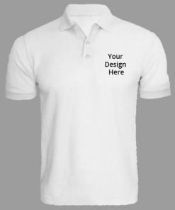 Buy White Customized Polo T-Shirts | Men’s Collar Neck Half Sleeve | Logo Printed Cotton Shirt