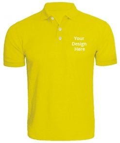 Buy Yellow Customized Polo T-Shirts | Men’s Collar Neck Half Sleeve | Logo Printed Cotton Shirt