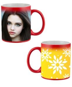 Yellow Flowers Design Red Magic Mug