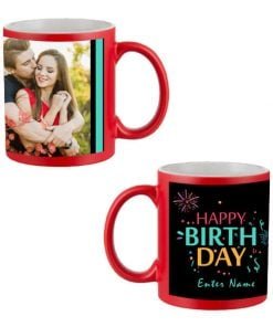 Buy Custom Printed Both Side | Happy Birthday Abstract Design Red Magic Mug | Ceramic Coffee Mug For Gift