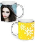 Buy Yellow Flowers Design Custom Silver | HD Printed Both Side | Ceramic Coffee Mug For Gift