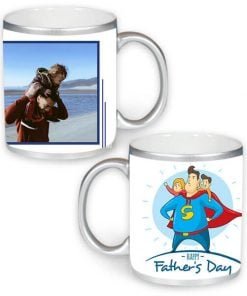 Buy Happy Fathers Day Design Custom Silver | HD Printed Both Side | Ceramic Coffee Mug For Gift