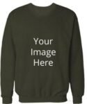 Buy Olive Green Sweatshirt | Customized Own Photo Printed | Full Sleeve Round Neck Shirt