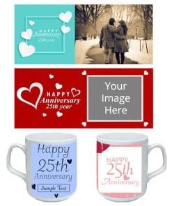 Buy Anniversary Design Tea Cup | Custom Printed Both Side | Ceramic Cup For Men Women Gift